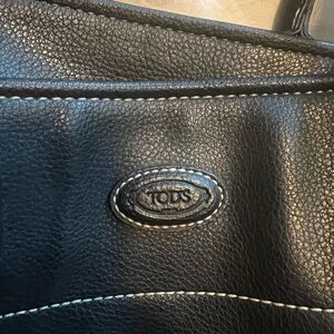 TOD'S Girelli Black Pebbled Leather Large Tote Bag Shoulder Strap